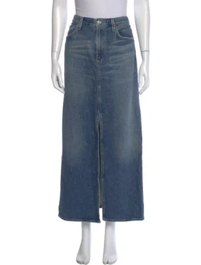 Pre-owned Agolde Raw-edge Trim Midi Length Skirt In Blue