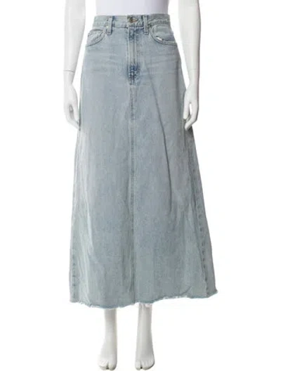Pre-owned Agolde Raw-edge Trim Midi Length Skirt In Blue