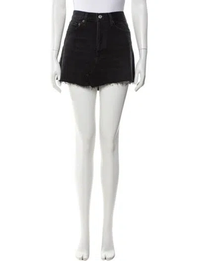 Pre-owned Agolde Raw-edge Trim Mini Skirt In Black