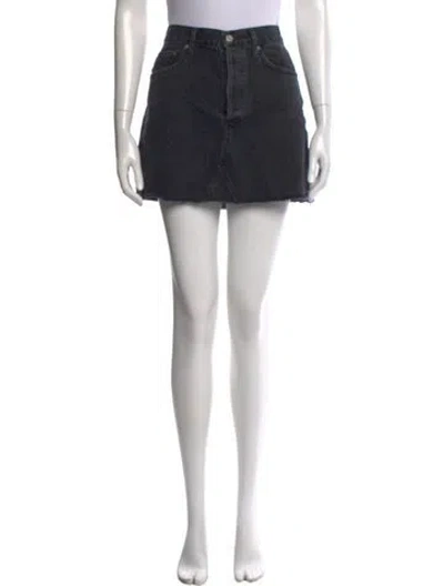 Pre-owned Agolde Raw-edge Trim Mini Skirt In Black