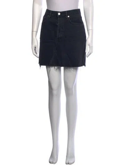 Pre-owned Agolde Raw-edge Trim Mini Skirt In Black