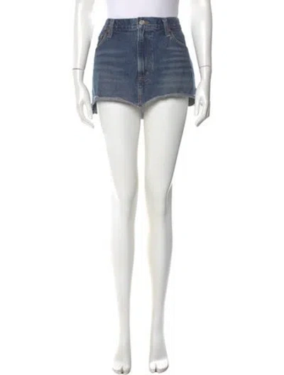 Pre-owned Agolde Raw-edge Trim Mini Skirt In Blue