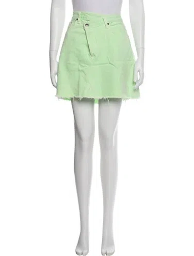 Pre-owned Agolde Raw-edge Trim Mini Skirt In Green/neutrals