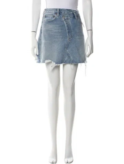 Pre-owned Agolde Raw-edge Trim Mini Skirt W/ Tags In Multi