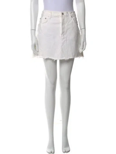 Pre-owned Agolde Raw-edge Trim Mini Skirt In White