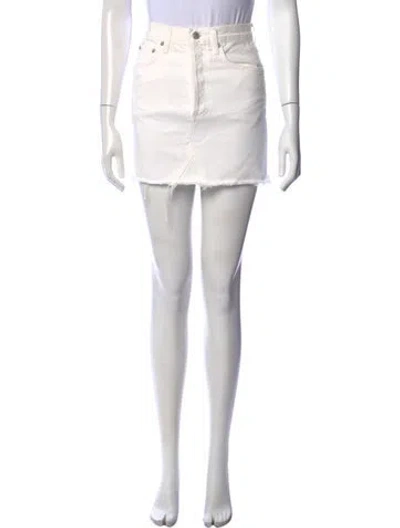 Pre-owned Agolde Raw-edge Trim Mini Skirt In White