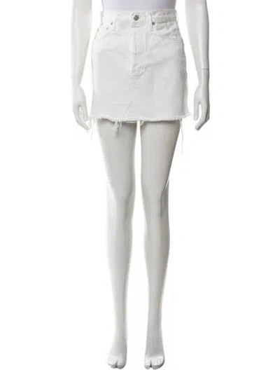 Pre-owned Agolde Raw-edge Trim Mini Skirt In White