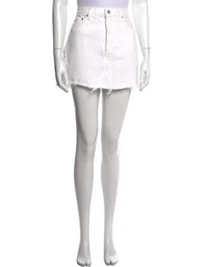 Pre-owned Agolde Raw-edge Trim Mini Skirt In White