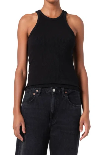 Agolde 'rayne Tank' Black Cotton-blend Top