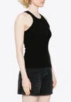 Agolde Rayne Ribbed Knit Tank Top In Black
