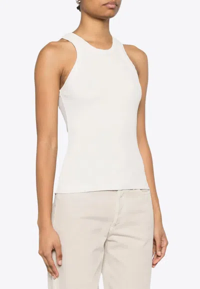 Agolde Rayne Ribbed Knit Tank Top In White
