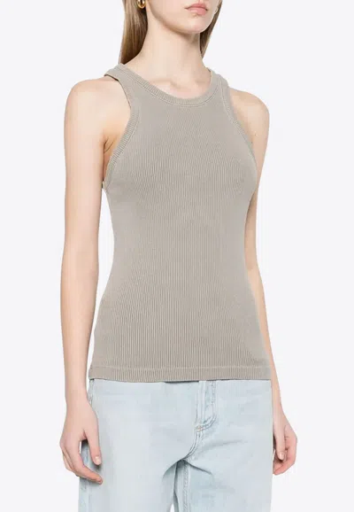 Agolde Rayne Ribbed Stretch Organic Cotton And Lyocell-blend Jersey Tank In Gray