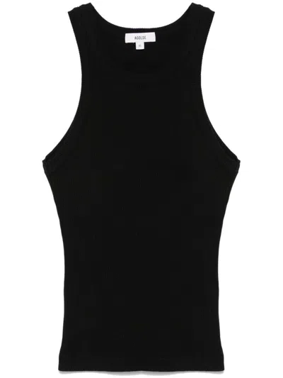 AGOLDE AGOLDE 'RAYNE TANK' BLACK COTTON-BLEND TOP