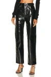 Agolde 90s Pinch Straight-leg High-rise Recycled-leather-blend Jeans In Black Patent