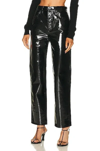 Agolde 90s Pinch Straight-leg High-rise Recycled-leather-blend Jeans In Black