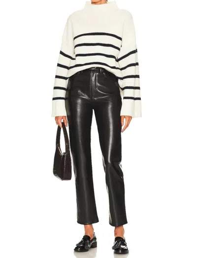AGOLDE RECYCLED LEATHER 90'S PINCH WAIST PANTS IN DETOX BLACK