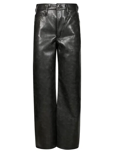 Agolde Recycled Leather Low Curve Jeans In Gray