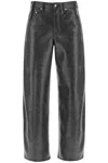 Agolde Luna Pieced Recycled Leather-blend Barrel-leg Pants In Grey