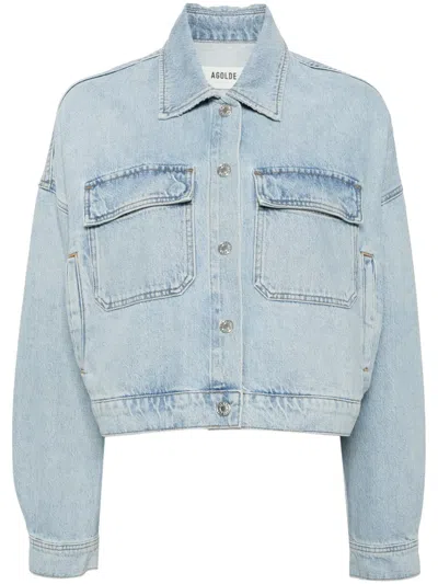 Agolde Luka Cropped Organic Denim Jacket In Blue