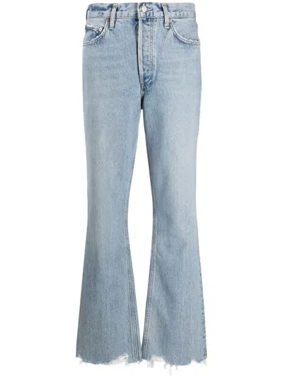 Agolde Parker Distressed Straight-leg Jeans In Blue