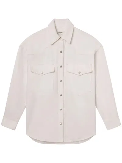 Agolde Relaxed Fit Oversized Milkshake Shirt With Snap Buttons In Neutral