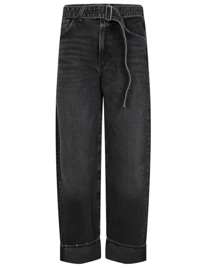 Agolde Relaxed Wide-leg Cuffed Tapered Jeans In Black