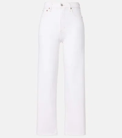 Agolde Ren Cropped Wide-leg Jeans In White