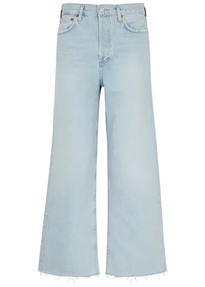 Agolde Ren Distressed Wide-leg Jeans In Light Blue