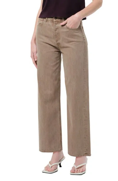 Agolde Ren Flyweight High Waist Ankle Wide Leg Jeans In Brown