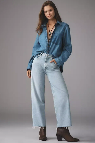 Agolde Ren High-rise Crop Wide-leg Jeans In Blue