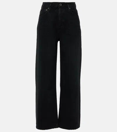 Agolde Ren High-rise Cropped Straight Jeans In Black
