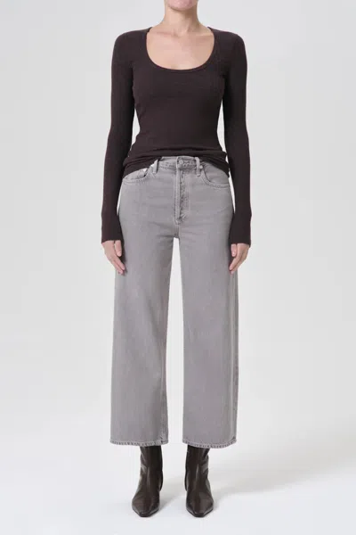 Agolde Ren High-rise Wide-leg Jean In Owl In Multi