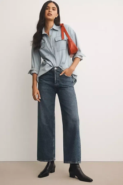 Agolde Ren High-rise Wide-leg Jeans In Blue