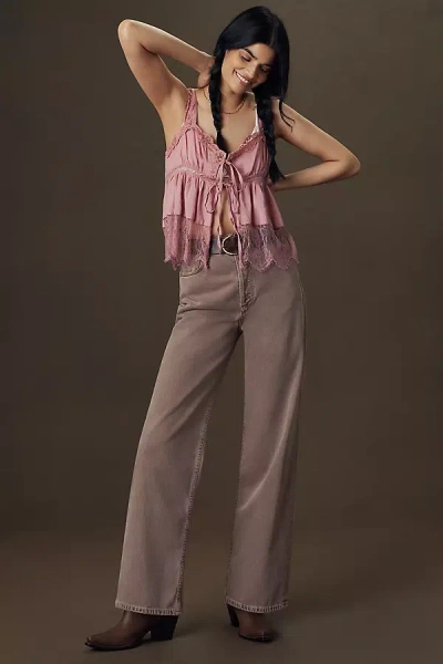 Agolde Ren High-rise Wide-leg Jeans In Brown