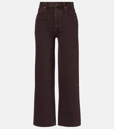 Agolde Ren High-rise Wide-leg Jeans In Brown