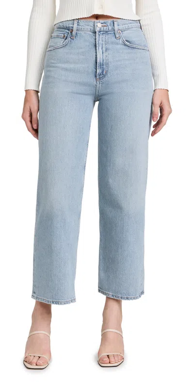 Agolde Crossed Denim Wide Leg Pants In Denim Light Blue
