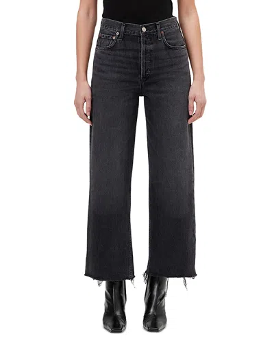 Agolde Ren High Rise Wide Leg Jeans In Arcane In Black