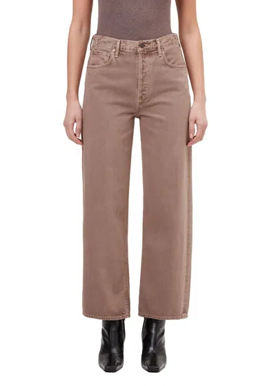 Agolde Ren High Rise Wide Leg Jeans In Ceramic In Brown