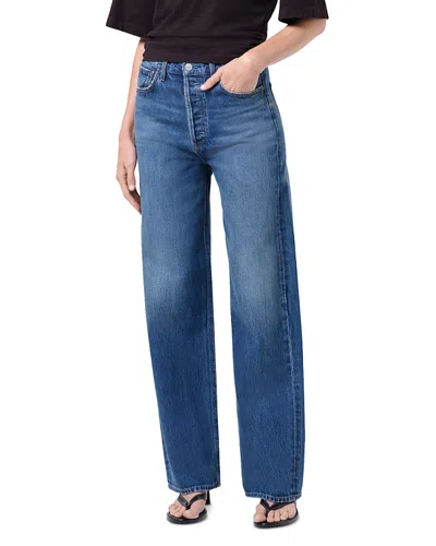 Agolde Ren High Rise Wide Leg Jeans In Chapter In Blue