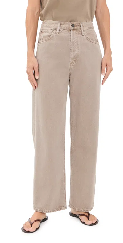 Agolde Ren High Rise Wide Leg Jeans Trail In Brown