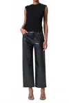 Agolde Ren High Rise Wide Leg Recycled Leather Pants In Detox In Black