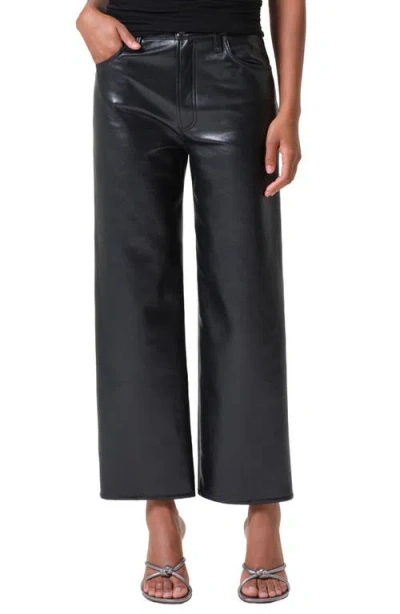 Agolde Ren High-rise Wide Leg Recycled Leather In Detox In Black