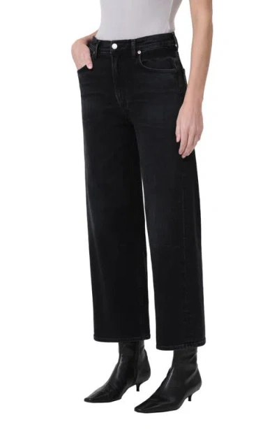 Agolde Ren High Rise Wide Leg Jeans In Hush In Black