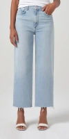 Agolde Low Curve Fray Rigid Mid-rise Barrel-leg Jeans