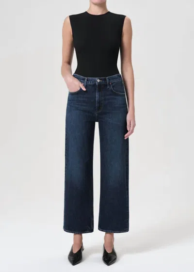 Agolde Ren Cropped High-rise Wide-leg Jeans In Black