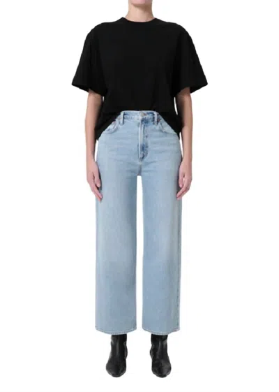 Agolde Crossed Denim Wide Leg Pants In Denim Light Blue