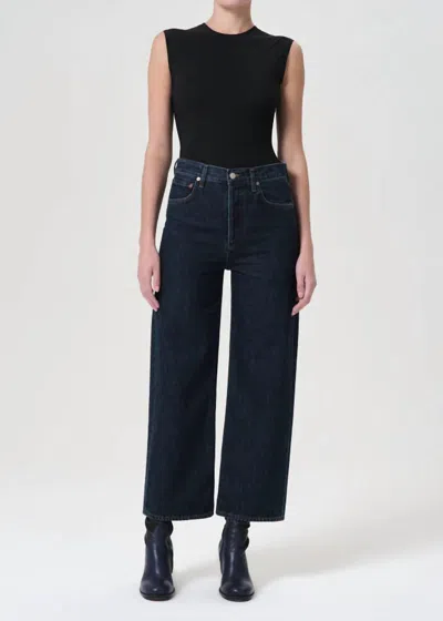 Agolde Ren Cropped High-rise Wide-leg Jeans In Black