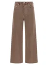 Agolde Wide Leg Denim Trousers With Front And Back Pockets In Brown