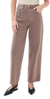 Agolde Ren Jeans: High Rise Wide Leg Jeans Ceramic In Brown