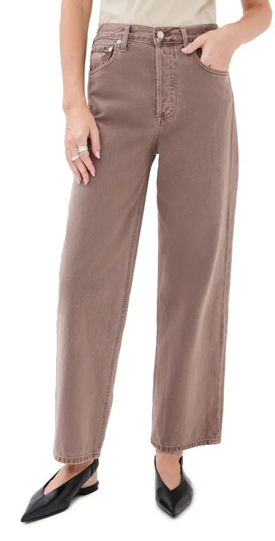 Agolde Ren Jeans: High Rise Wide Leg Jeans Ceramic In Brown